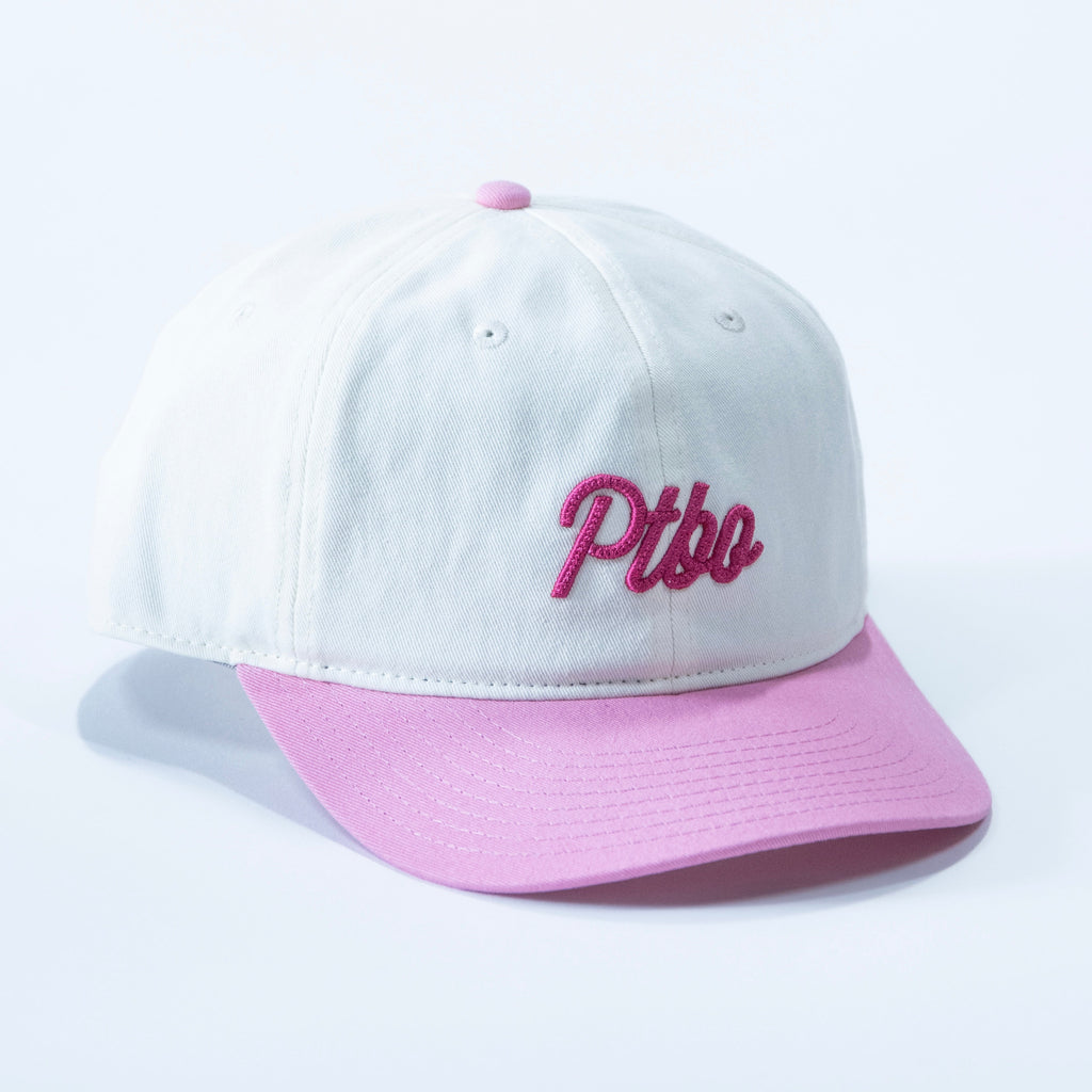 PTBO - Cursive Stitched Hat Pink/Cream
