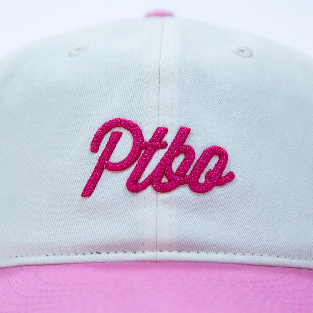 PTBO - Cursive Stitched Hat Pink/Cream